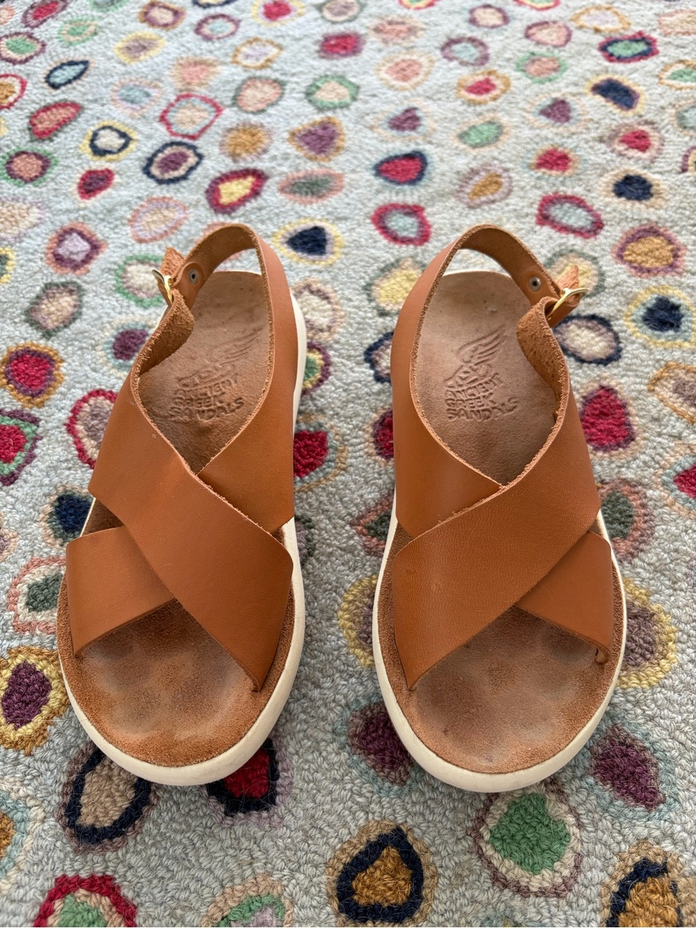 Ancient Greek - Leather Cross-Strap Sandals size US 6 | Eur 36